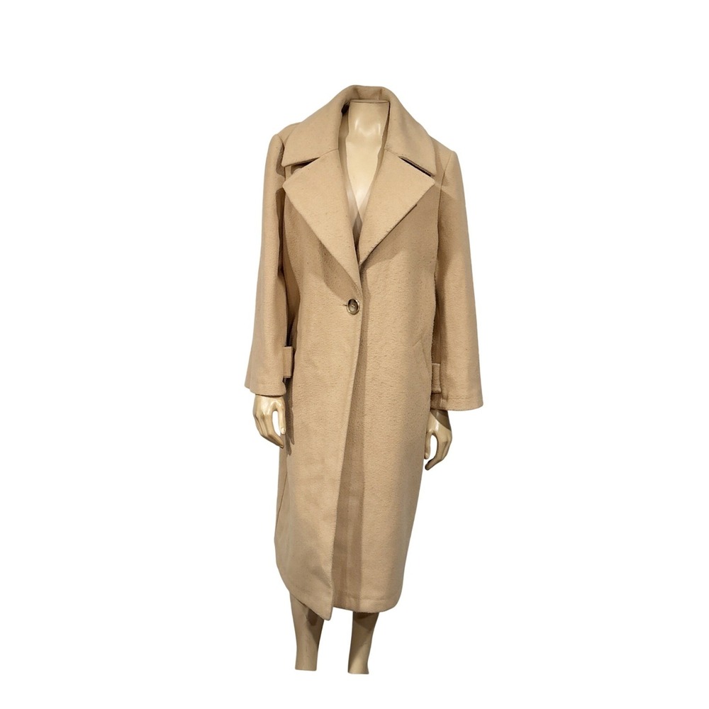 River Island Plus Camel Tan Longline Single Button Overcoat Old Money 14